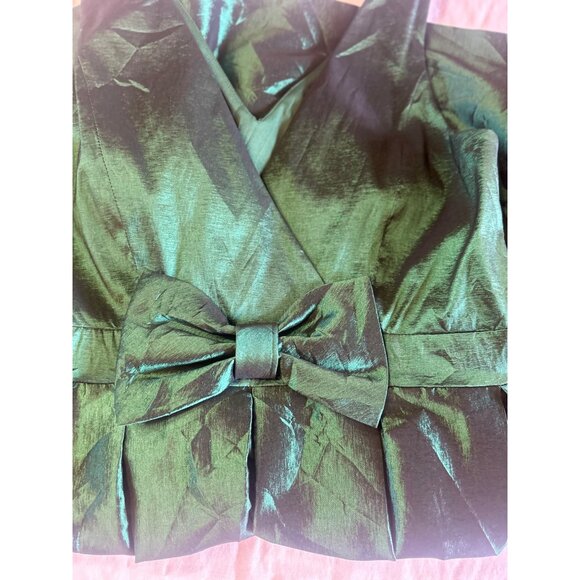 WICKED Hunter Green Shimmer Dress Size 12 Bow Detail Witchy Ballet Core Whimsy - Picture 14 of 15